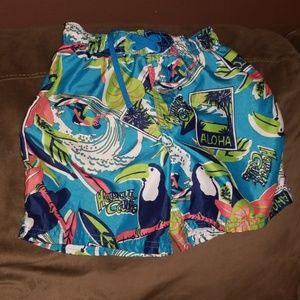 Hawaiian print 4T swim trunks
